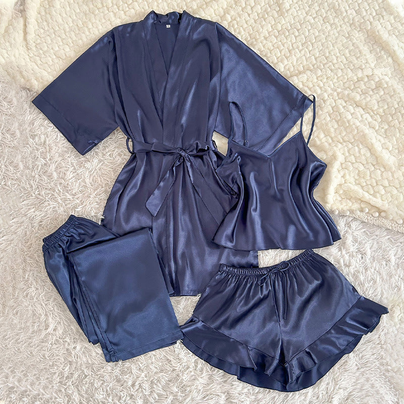 Silk Homewear Simple And Comfortable Home Four-piece Set