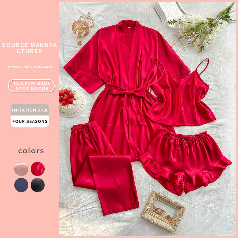 Silk Homewear Simple And Comfortable Home Four-piece Set