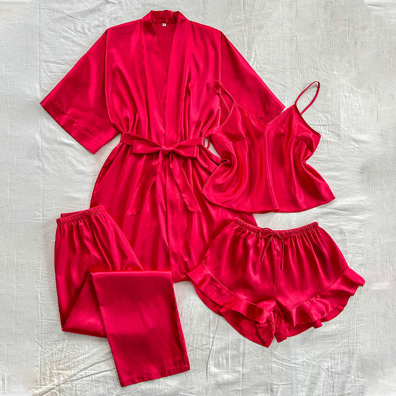 Silk Homewear Simple And Comfortable Home Four-piece Set